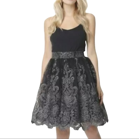 CHI CHI London Black Silver PARTY Holiday SKIRT - Picture 4 of 13